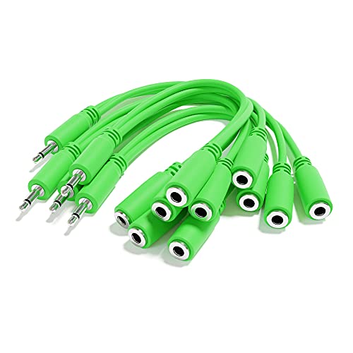ExcelValley - 5-Pack - Cables Patch Mono Divisor Y - TS 3,5mm 1/8" Eurorack Sintetizador Sintetizador [Verde] Cover