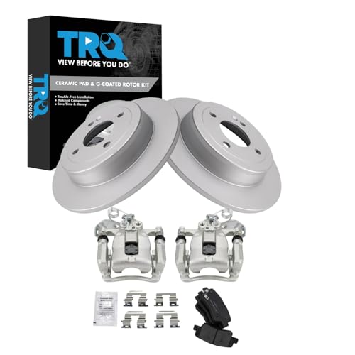 TRQ Rear Brake Pad & Rotor Kit Ceramic Premium G-Coated Compatible with 2012-2017 Kia Rio
