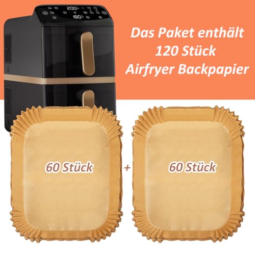 120 Stück Airfryer Backpapier Zubehör für Philips Airfryer 4000 Series Stacked Dual Basket, Heißluftfritteuse Backpapier Air Fryer Zubehör für Philips NA460 NA462 10L, Ninja AF400EU SL400EU