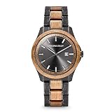 Original Grain Men's Hawaiian Koa 43mm Analog Watch | Classic Collection, Stonewashed Stainless Stee