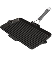 STAUB Bistecchiera Rettangolare in Ghisa, Con manico in silicone, Compatibile con induzione, Nero...