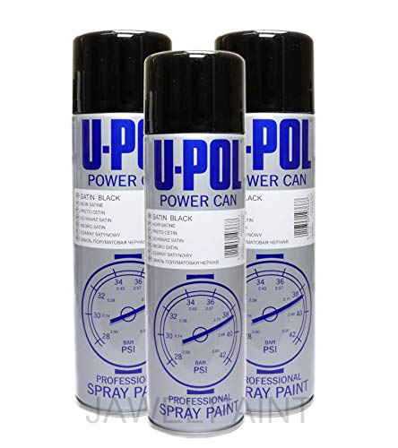 UPol Car Paint Power Can Satin Black 3 x Aerosols Spray Cans