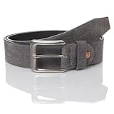 Gürtelbreite ca. 4,0 cm LINDENMANN The Art of Belt Herren-Leder-Gürtel, Herren-Gürtel, Vollrindleder mit Nubuk-Look, casual unisex, anthrazit, Größe/Size:110, Farbe/Color:grau