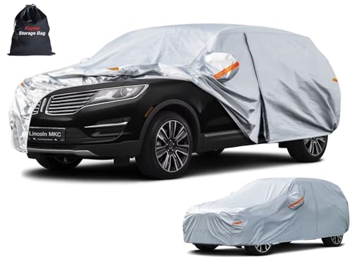 Image of Kayme 6 Layers SUV Car Cover Custom Fit for Lincoln MKC (2014-2026), Waterproof All Weather for Automobiles,Rain Sun UV Protection.Silver