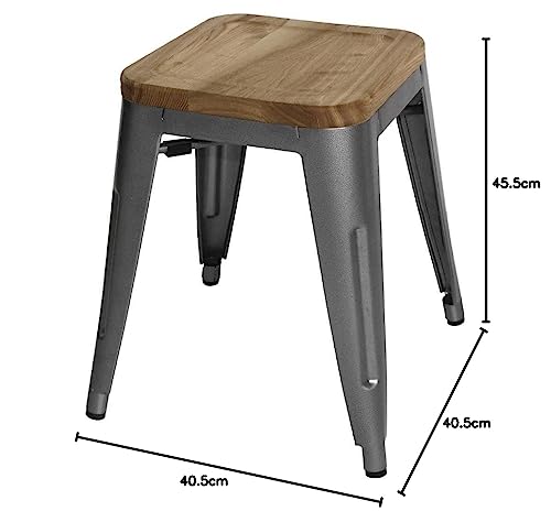 Bolero Stahlhocker mit Holzsitz - grau (4 Stück)