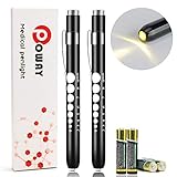 Opoway Nurse Penlight with Pupil Gauge Warm White Medical Pen Light For Nurses Doctors Batteries Included, Black 2ct.