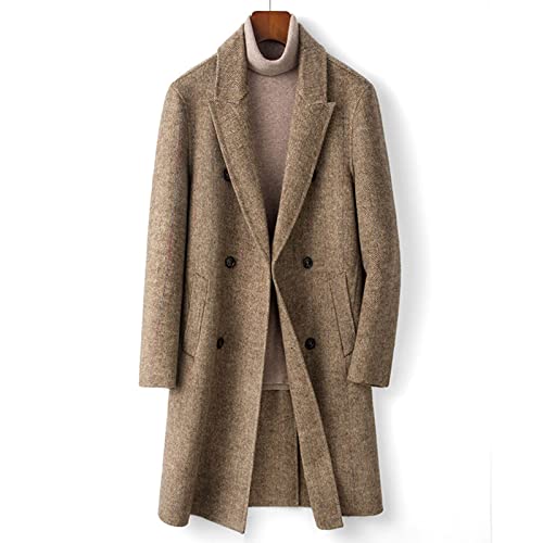 RAINCL Double-Face Wollmantel, Business Herren Zweireiher Tweed...
