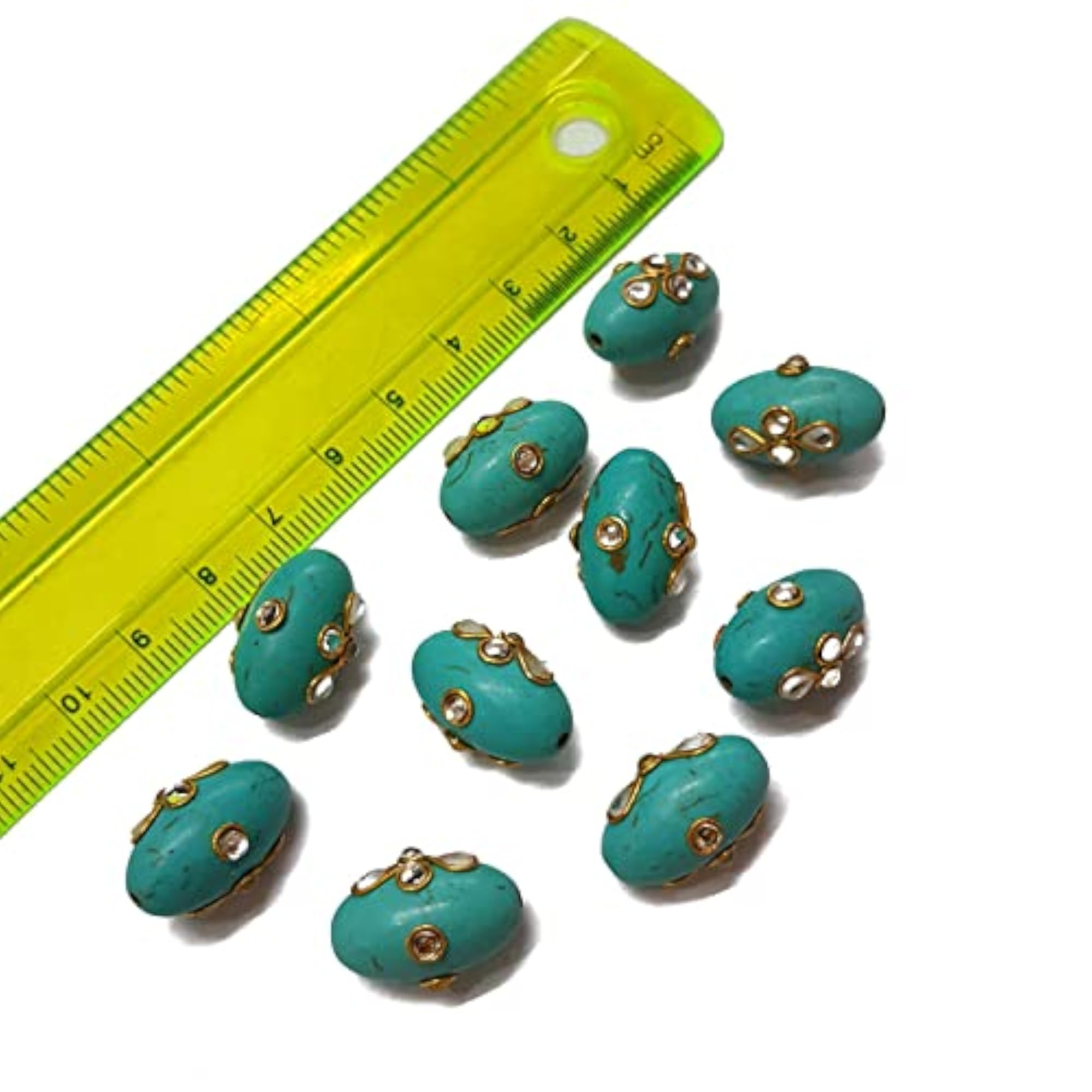 Turquoise Kundan Raw Material Loose Beads for Jewellery Making