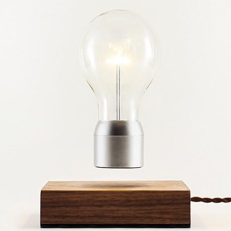 FLYTE Manhattan - Original, Authentic Magic Floating Levitating LED Light Bulb Lamp (Walnut Base, Chrome Cap Bulb)