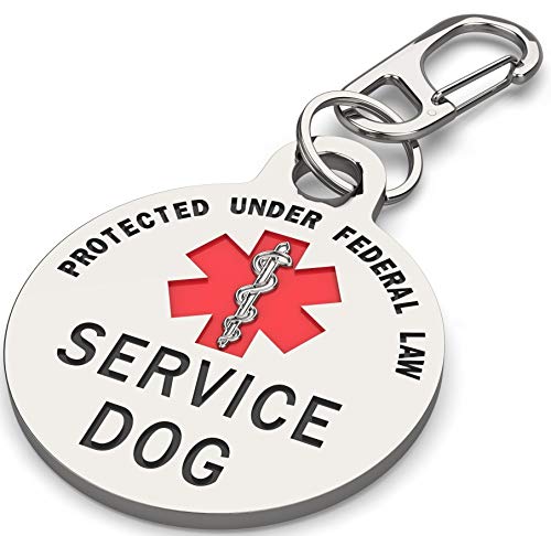 K9King Service Dog Tag Double Sided Federal Protection With Red Medical Alert Symbol Pet Id Tags 1.25 Inch. Easily Attach To Collar Harness Vest Dog Service Tag #TOP1
