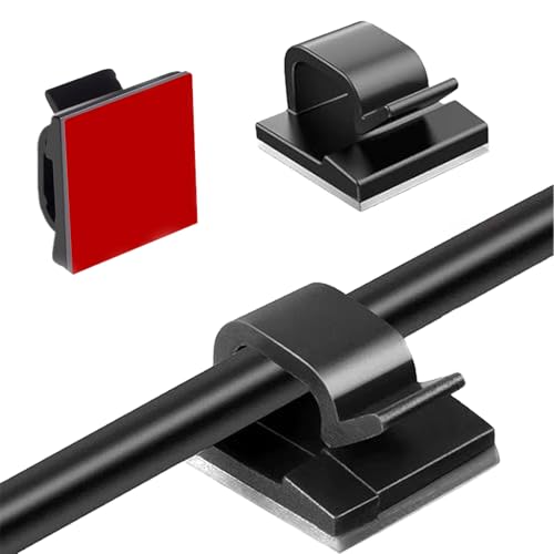 60PCS Cable Clips,Black Self Adhesive Cable Clips,Wire Management for Desk Wall Workshop Home Office Outdoors Christmas Decorations Outdoors Fairy Light (Black)