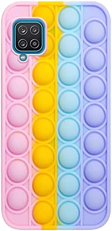 Samsung Galaxy A12/M12 Case,Push Bubble Stress Cover,Rainbow Pop Case Fidget Multicolour Soft Silicone Cover,Gel Silicone Skin Bumper Shockproof Cover for Samsung Galaxy A12/M12