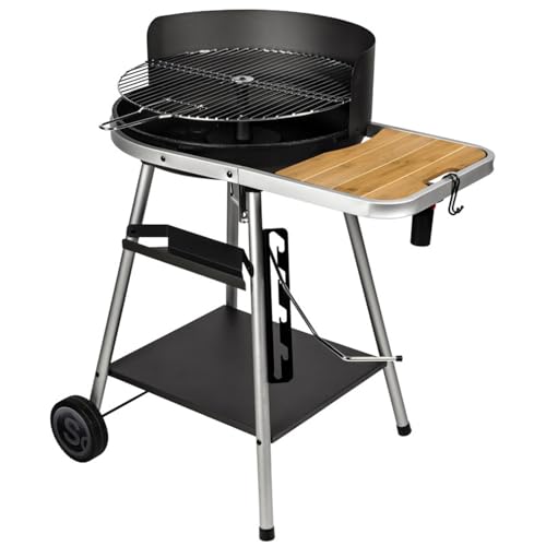 Barbecue Charbon de Bois avec Cuve en Fonte et Soufflerie Turbomagic sur Chariot, 86cm x 95cm