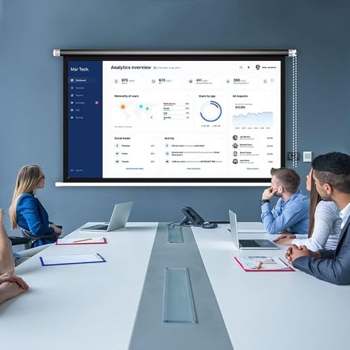 Pantalla de proyección enrollable manual de formato 16:9 portátil para hogar y oficina 2