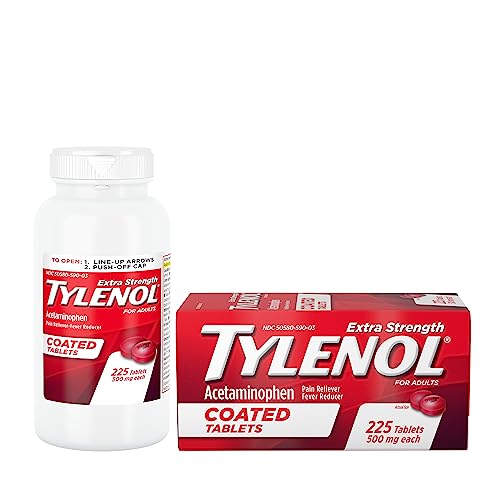 Tylenol Extra Strength Coated Tablets, Acetaminophen Adult Pain Relief & Fever Reducer, 225 Ct #TOP1