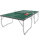 SPORTNOW Tavolo Ping Pong Pieghevole con 8 Ruote, Tavolo da Ping Pong Richiudibile con 2 Racchette, 3 Palline e Rete, 274x152.5x76 cm, Verde Scuro