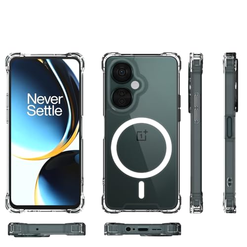 Image of Amazon Basics Back Cover for OnePlus Nord Ce 3 Lite 5G Mag-Safe Shockproof PC + TPU Protective Case Magnetic Support Bumper Case (Transparent Mag-Safe)