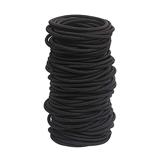 GOSICUKA 120 pcs Black Hair Elastic for Thick and Curly No Metal Hair Ties Value Pack (3mm)