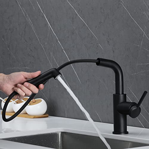 Umanyi Bar Faucet With Sprayer Matte Black Commercial Kitchen Faucet With Pull Down Sprayer Single Hole Pull Out Utility Laundry Faucet Rv Faucet For 1 Hole Sink Kfpo05B #TOP5