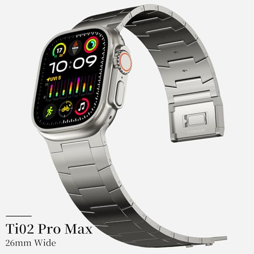 ACESTAR Full Titanium Band Compatible with Apple Watch Ultra 3/2/1 49mm/ Series 10 46mm, 26mm Wide Adjustable Links with Titanium Magnetic Clasp Connectors and DLC Coating by ACESTAR - Used condition - Image 3