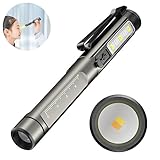 pen light tester ★【Upgrade Pupillenleuchte Medizin】 Feature 6 Beleuchtungsmodi, Hauptlicht: Weiß-Gelbes Licht; Langes Drücken auf Seitenlicht: starkes weißes Licht - schwaches Licht - Blitzlicht; Langes Drücken auf UV Licht. Klares weißes Licht, um das Ohr, Auge, Mund zu überprüfen, weiches gelbes Licht ohne Augenschäden, UV Licht für die Identifizierung.