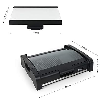 OZAVO BBQ Tischgrill mit Glasdeckel, Elektrogrill, Barbecue elektrisch Grillfläsche, Grillpaltte 1650Watt, verstellbarer… – Bild 6