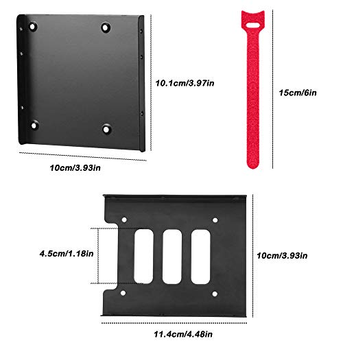SourceTon 4 Pack SSD Mounting Bracket Kit 2.5" to 3.5" drive bay, Metal Mounting Bracket Adapter Hard Drive Holder with 10 Assorted Colors Reusable Cord Organizer - Image 7