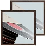 eletecpro Vinyl Record Frame, 12.5 x 12.5 in, Walnut Brown, 2 Pack