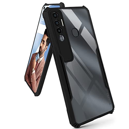 Image of Jkobi Back Cover Case for Tecno Spark 7 Pro (Crystal Glass Back | Camera Protection | Shockproof | Professional Black)