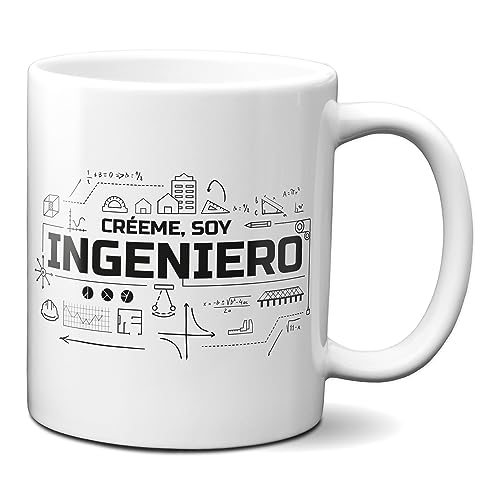 Planetacase - Taza Cerámica Desayuno Regalo Ingenieros - Diseño Original y Divertido - Apta Microondas y Lavavajillas - 330 ml, Creeme Soy Ingeniero