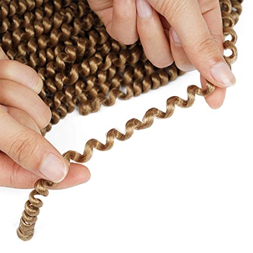 Beyond Beauty Spring Twist Crochet Hair 90strands 8 Inch Fluffy Spring Twists Braiding,Spring Twist Crochet Braids Bomb Twist Crochet Hair for Black Women (#27)