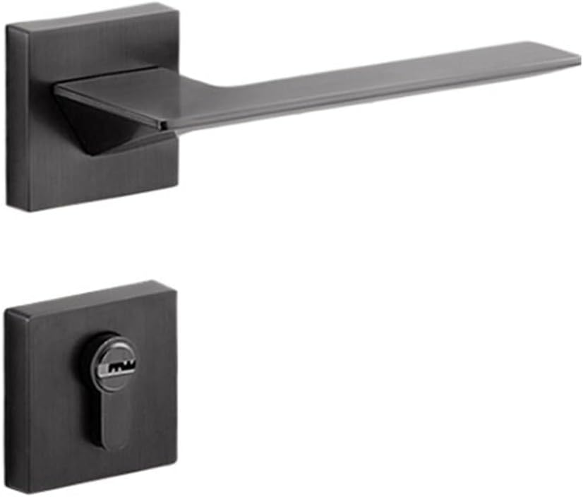 Door Lock Indoor Magnetic Silent Lock zinc Alloy Handle Lock Home Bedroom Room Door Lock Wooden Door Black Split Lock(Steel Gray)