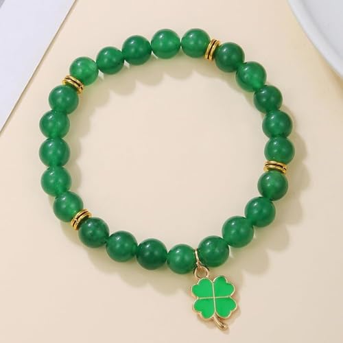 1-2pcs Four Leaf Clover Bracelet Adjustable for Women Men Charm Beaded Natural Stone Clover Pendant Bracelet For St. Patrick's Day Clover Woven Braided Bracelets - Image 3