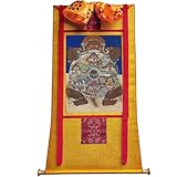 ZMQU Thangka budista tibetano for colgar en la pared, arte tibetano Thangka Samsara, impresión giclée enmarcada, multicolor, varios tamaños (color del marco 1)
