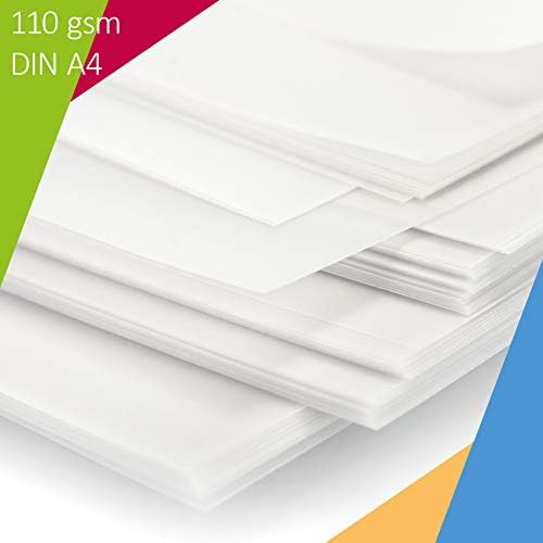 Robin Goods® 200 arkuszy przezroczystego papieru premium DIN A4, 110 g / m², super jakosc, do druku, papier rzemieslniczy, kalka kreslarska, papier pergaminowy, papier architektoniczny (200 arkuszy - przezroczyste)