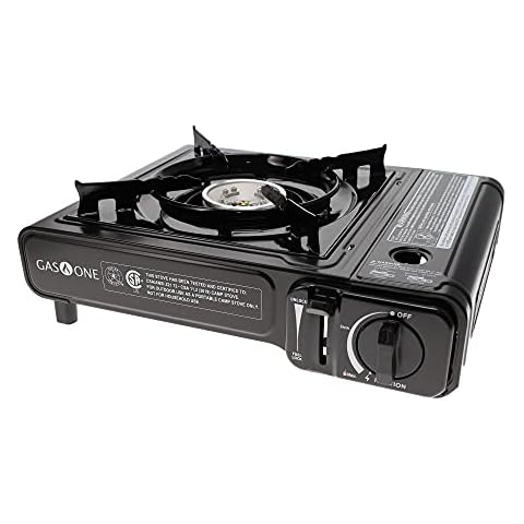 GAS ONE GS-3000 Portable Gas Stove with Carrying Case, 9,000 BTU, CSA Approved, Black, 11.2" H x 4.4" W x 13.5" L Cover
