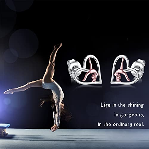 925 Silver Gymnastics Dangle Earrings Rose Gold Flipping Gymnasts Earrings Gymnast Jewelry Gifts For Girl (Stud Earrings) #TOP5