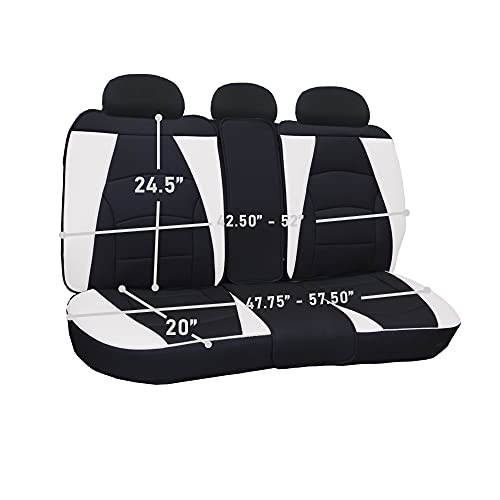 Image of FH Group Ultra Comfort Highest Grade Faux Leather Full Set Cushion Pads Car Seat Covers for Front and Rear- Universal Fit for Cars Trucks & SUVs (White /Black)