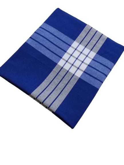 Ten Tex Cotton Feel Four Side Border Hospital Furnishing Bed Sheet (60 x 90 Inch, Blue)