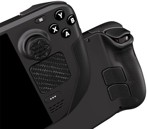 PlayVital Ochronne na Gładziki Skin Grip do Steam Deck OLED z Joystick Caps Antypoślizgowy Podkładki do Steam Deck LCD Back Button&Trigger&Trackpads - Czarny