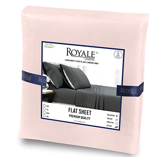 Royale Linens Full Size Flat Sheet Only - Brushed 1800 Microfiber - Ultra Soft & Breathable - Wrinkle & Stain Resistant - Hotel Quality Flat Sheet Sold Separately - Top Sheet For Bed - (Full, Pink) #TOP5