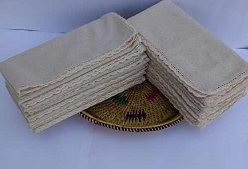 Flax by Flax Napkin with Lace 20x20 - 12 Pack Natural