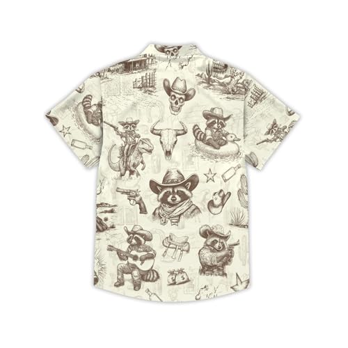 Men's Hawaiian Shirt Funny Vintage Western Cowboy Print Summer Beach Casual Short Sleeve Button Down Shirts3