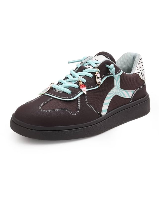 Image of Bacca Bucci Sugar Rush Women's Casual Sneakers | Lace-Up Low-Top | Mesh & Synthetic Upper | Playful Lace Charms | Grippy Rubber Cupsole | Walking