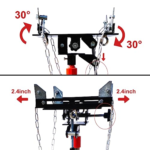 Uerst Transmission Jack Lift 1100Lbs, 2 Stage Capacity Adjustable Height Hydraulic Transmission Jack, 360° Swivel Wheel Lift Hoist #TOP4