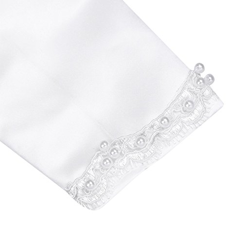 Feeshow Girls Kids Beaded Long Sleeve Bolero Shrug Jacket Short Cardigan Wedding Flower Dress Cover Ups White 5-6 #TOP4