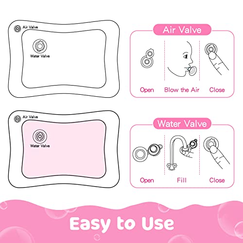 Yeeeasy Tummy Time Water Mat for Girl, Water Play Mat for Babies Inflatable Tummy Time Water Play Mat for Infants and Toddlers 3 to 12 Months Promote Development Toys Cute Baby, Pink