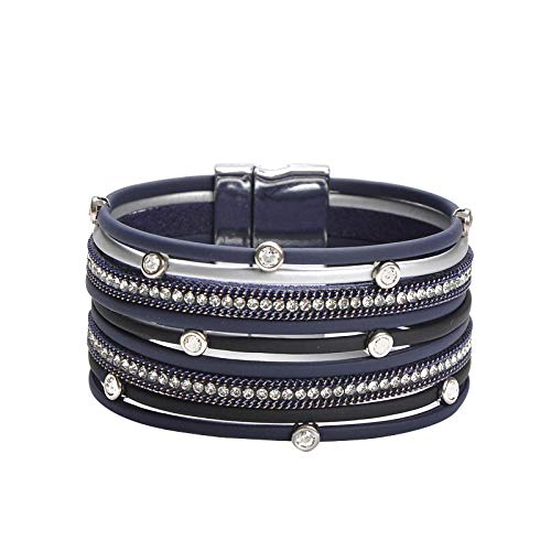 Bracelet en cuir pour femmes : rompez la monotonie avec ce style rétro bleu zircon