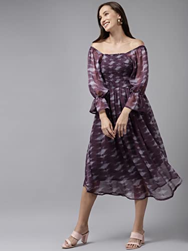 Image of Aarika Women's Cotton Blend Skater Knee-Length Dress