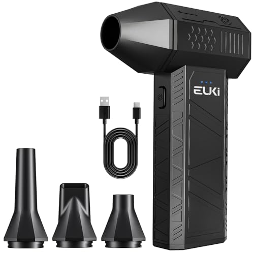 EUKI Souffleur Air Comprimé Puissant, 130 000RPM, Soufflette Électrique Rechargeable avec Batterie 5000mAh, Mini Sans Fil et Portable – Idéal pour le Nettoyage de PC, Clavier, Meubles et Voitures